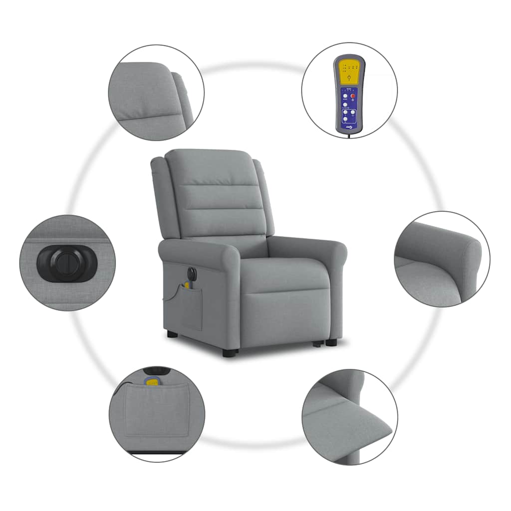 Fauteuil inclinable de massage électrique Gris clair Tissu - XIOS