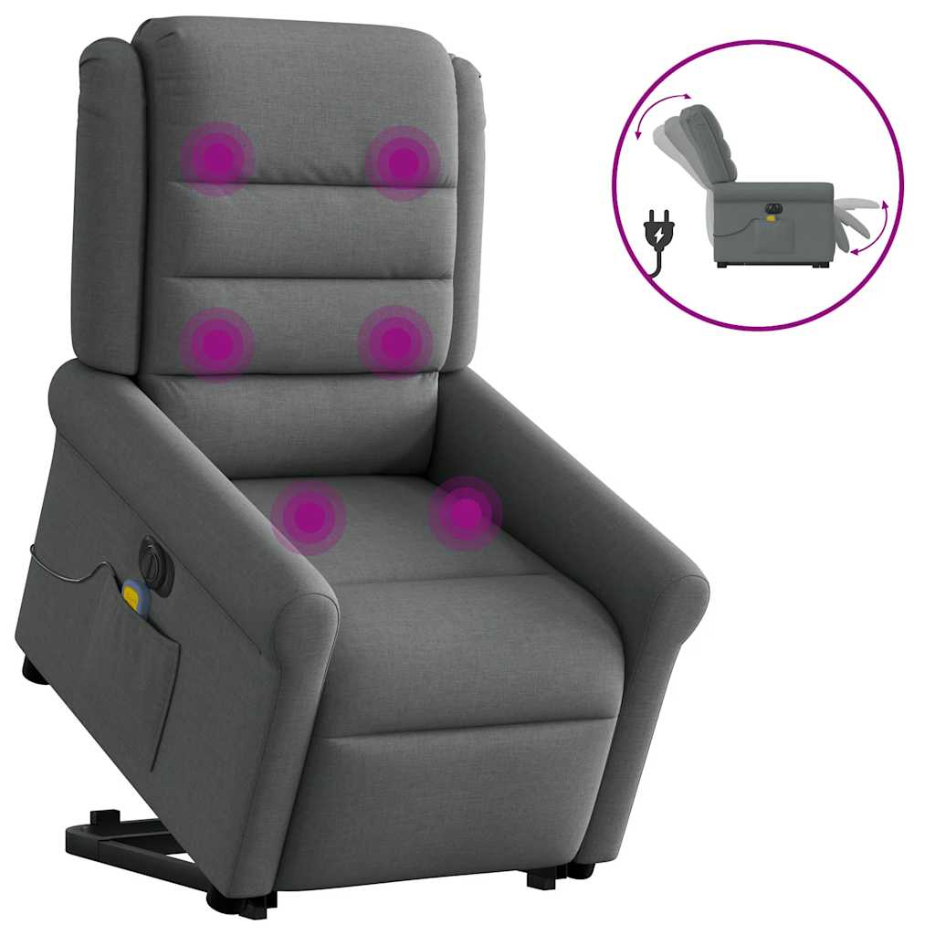 Fauteuil inclinable de massage électrique Gris foncé Tissu - XIOS