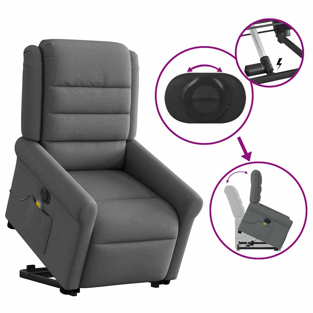 Fauteuil inclinable de massage électrique Gris foncé Tissu - XIOS
