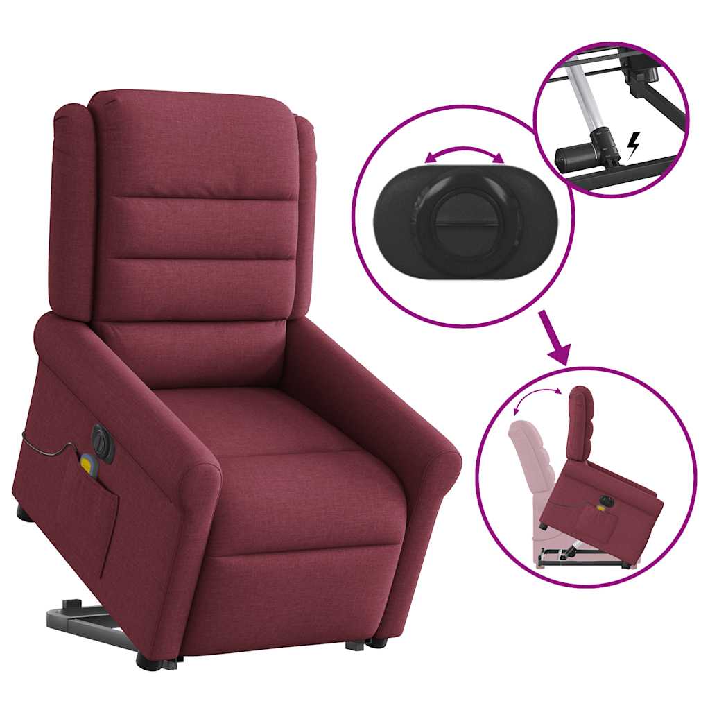 Fauteuil inclinable de massage électrique Rouge bordeaux Tissu - XIOS