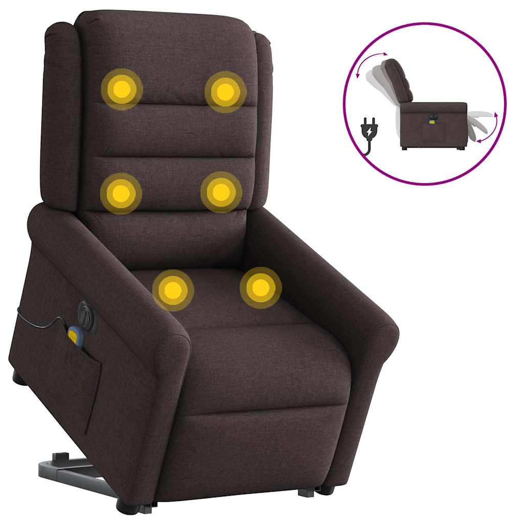 Fauteuil inclinable de massage électrique Marron foncé Tissu - XIOS