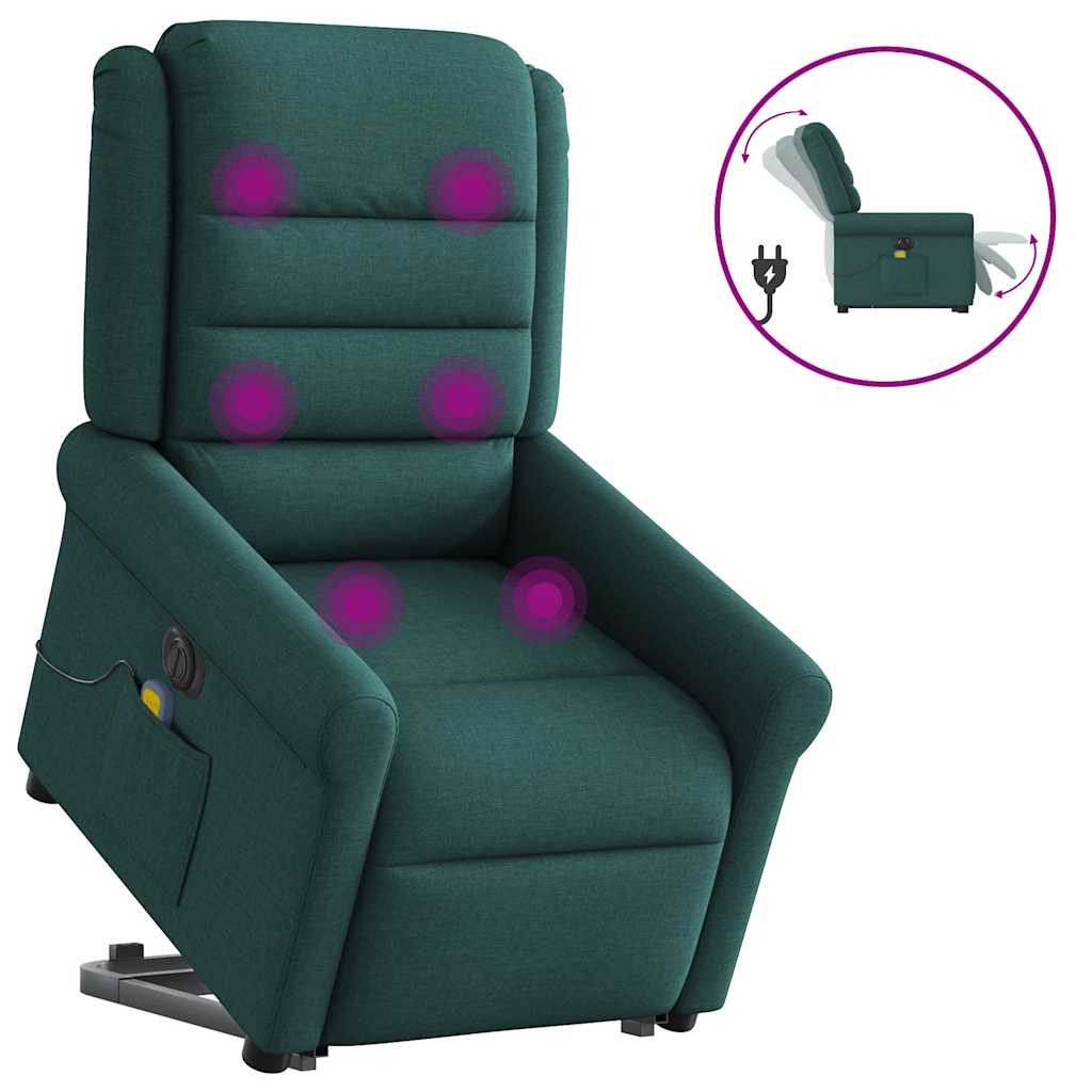 Fauteuil inclinable de massage électrique Vert foncé Tissu - XIOS