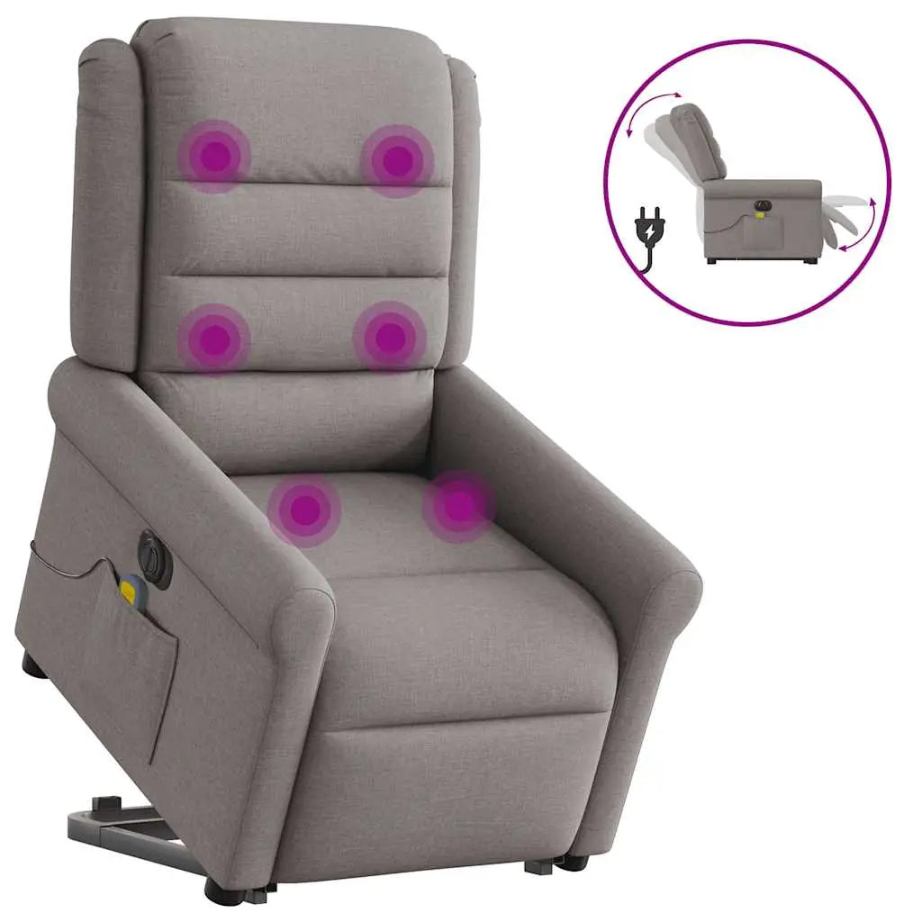 Fauteuil inclinable de massage électrique Taupe Tissu - XIOS