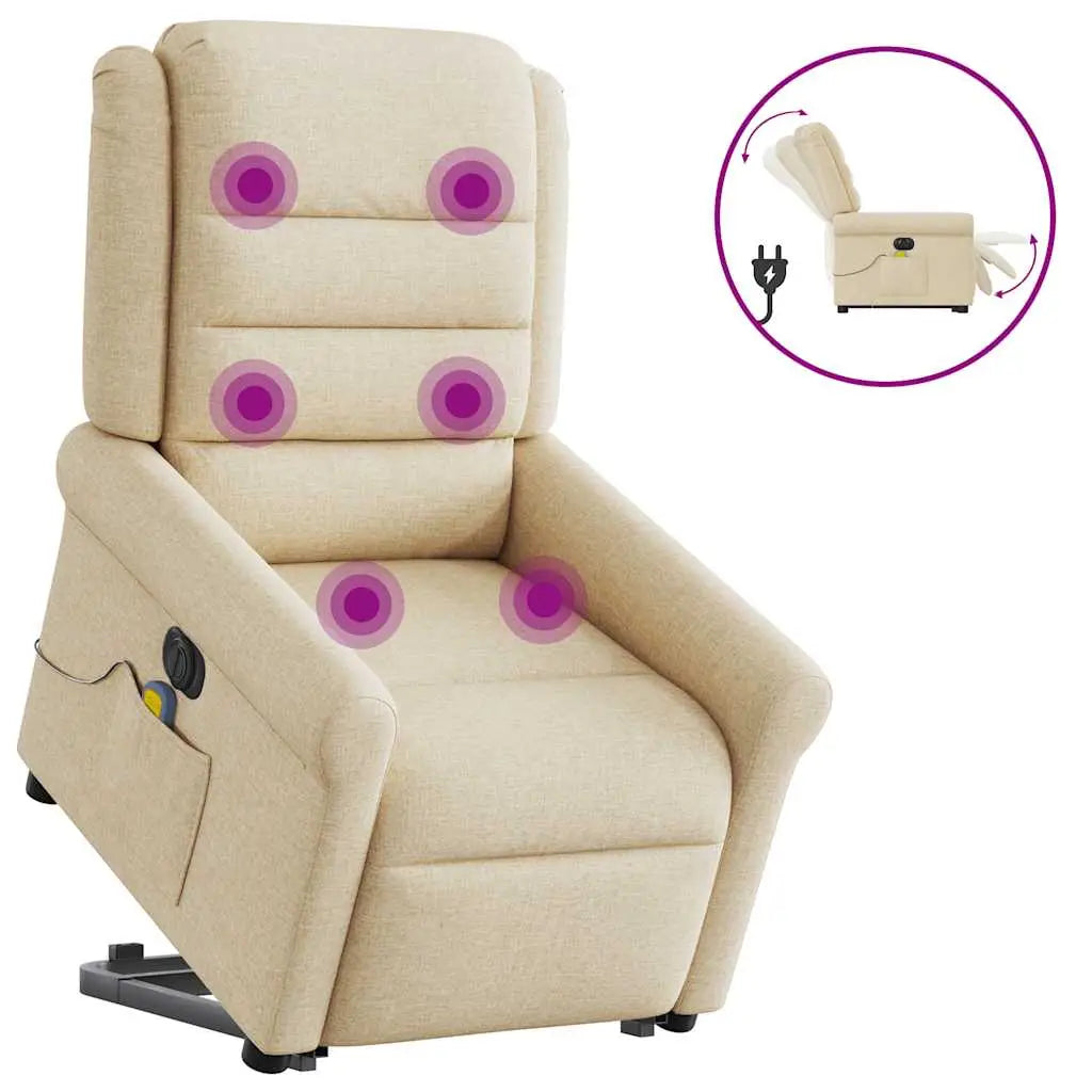 Fauteuil inclinable de massage électrique Crème Tissu - XIOS
