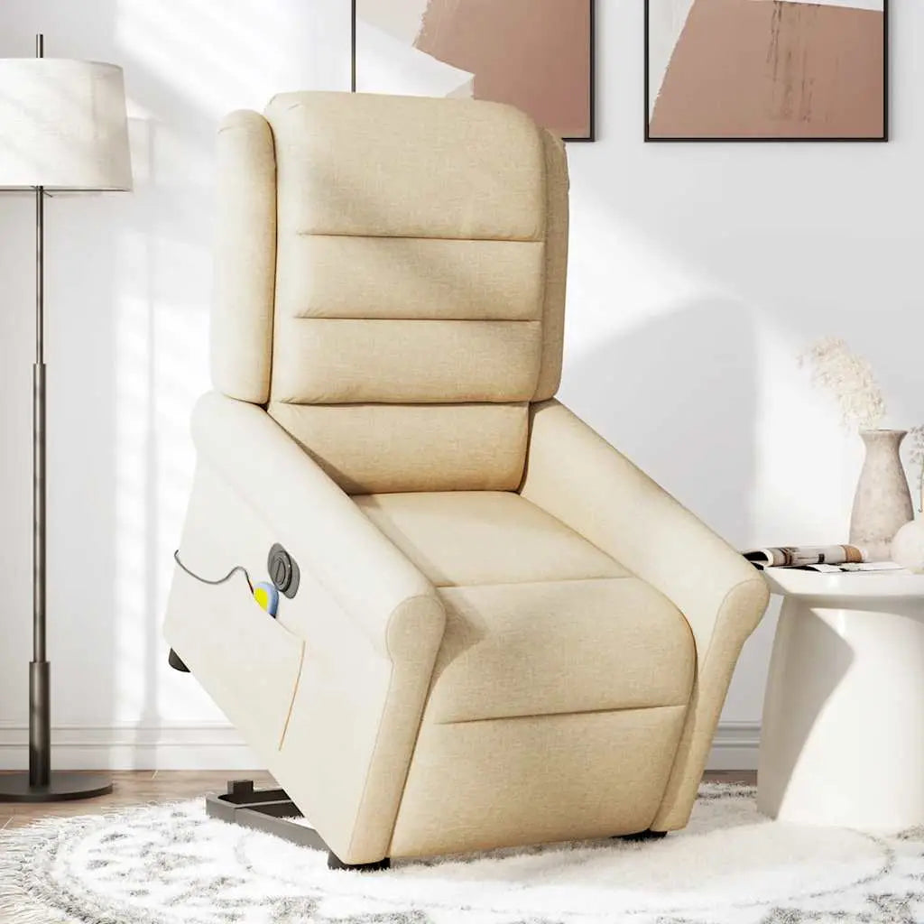Fauteuil inclinable de massage électrique Crème Tissu - XIOS