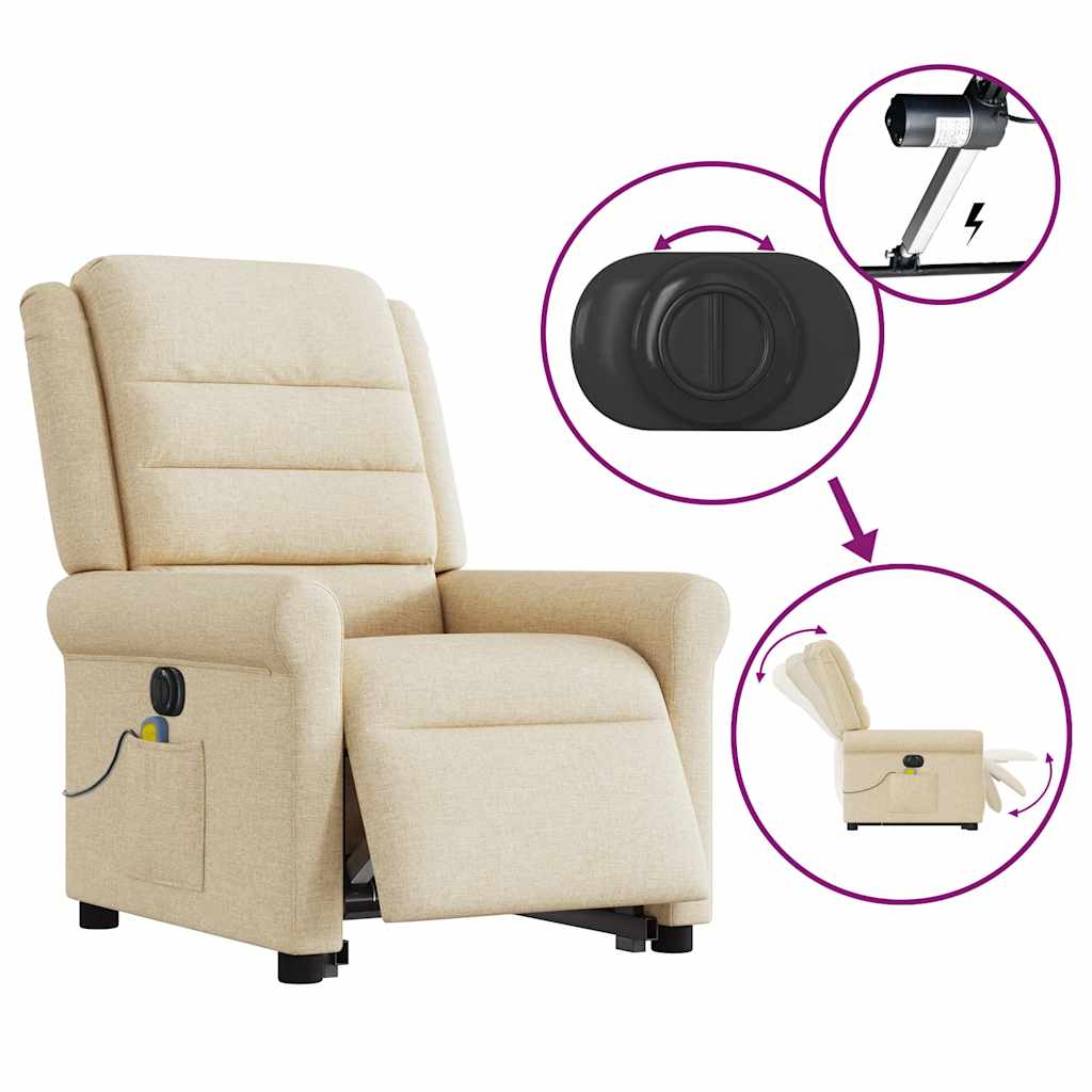 Fauteuil inclinable de massage électrique Crème Tissu - XIOS