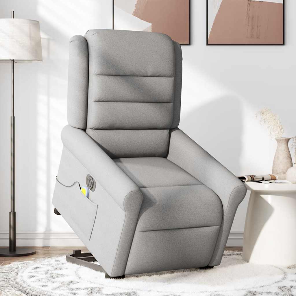Fauteuil inclinable de massage électrique gris nuage tissu - XIOS