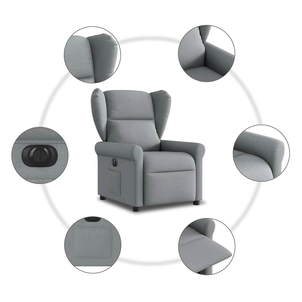 Fauteuil inclinable électrique Gris clair Tissu - XIOS