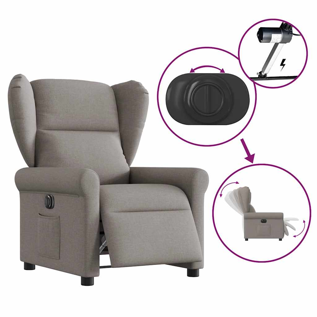 Fauteuil inclinable électrique Taupe Tissu - XIOS