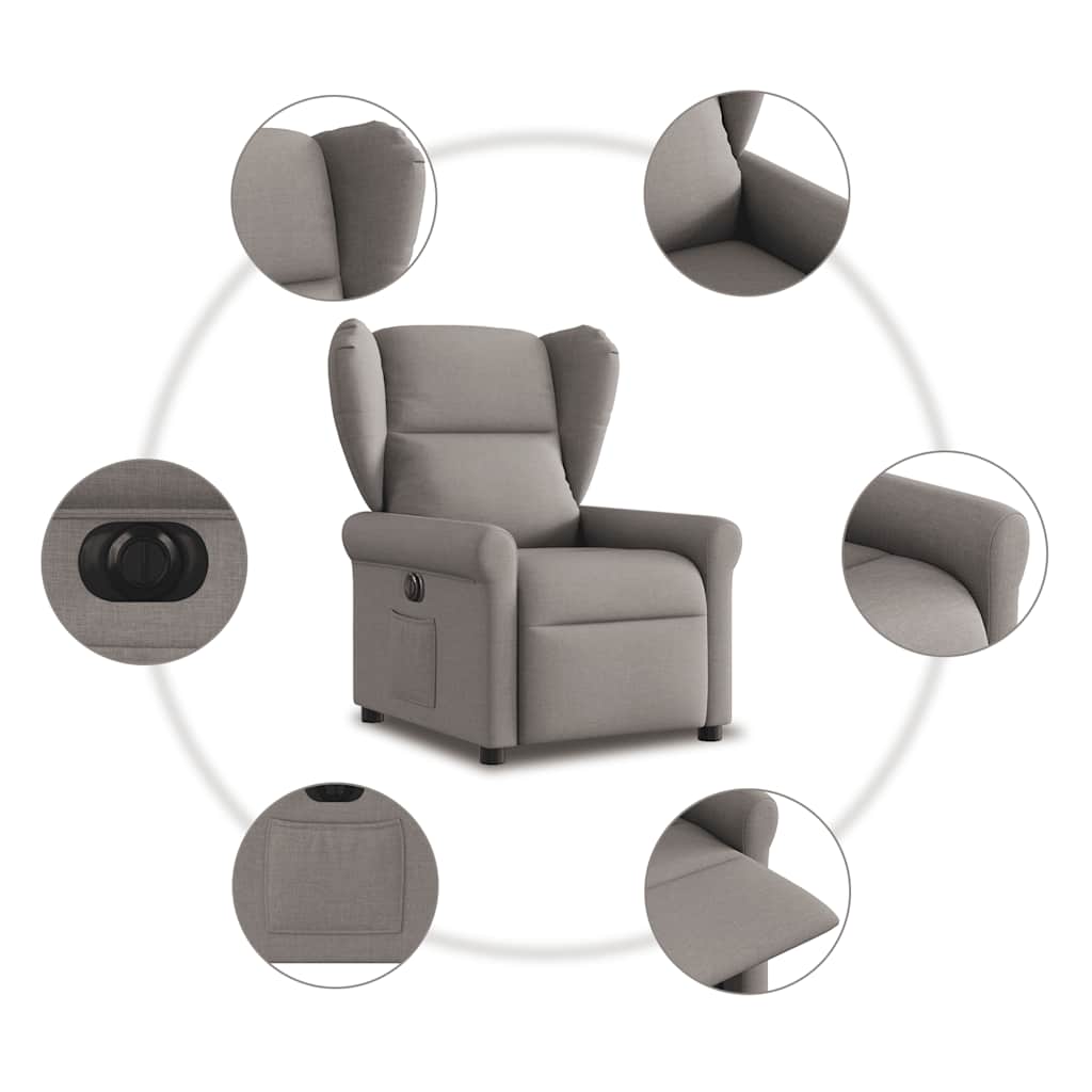 Fauteuil inclinable électrique Taupe Tissu - XIOS