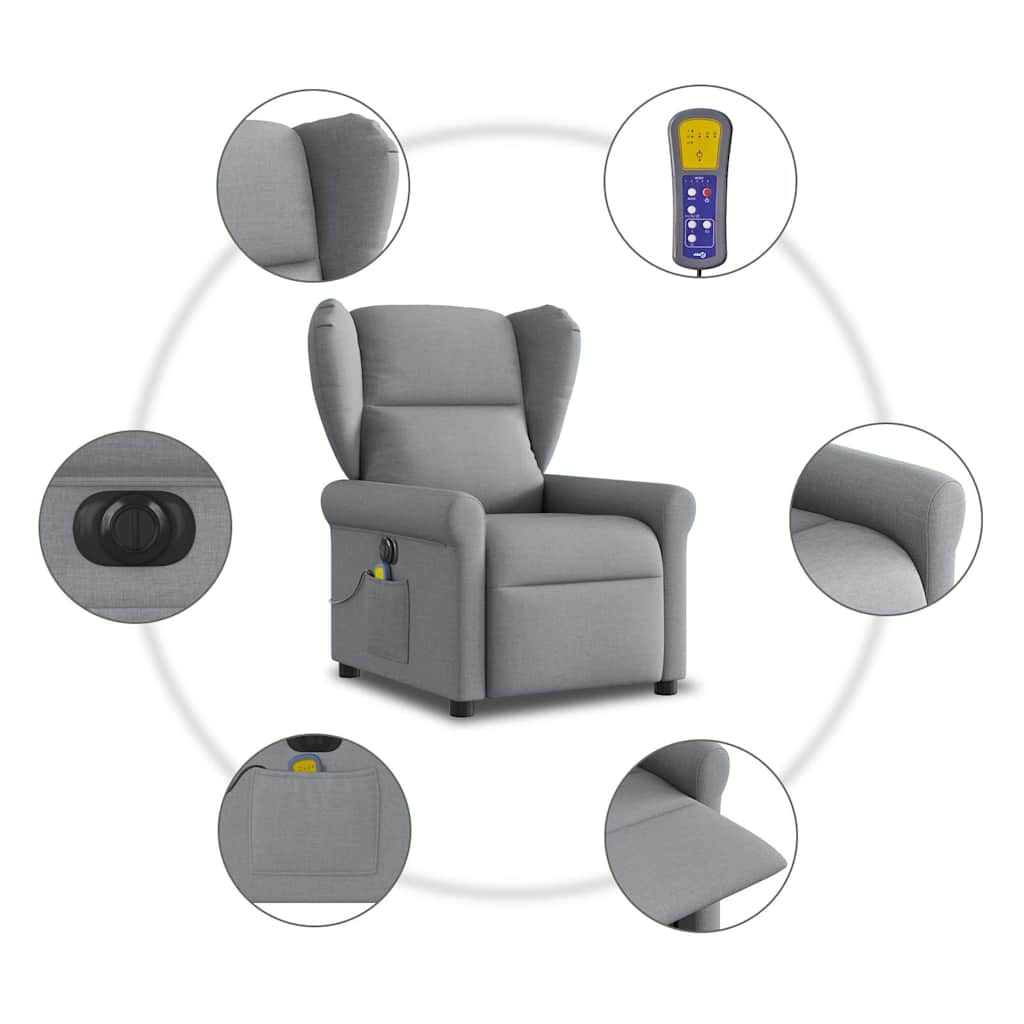 Fauteuil de massage inclinable électrique gris clair tissu - XIOS