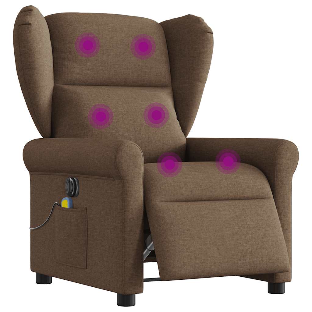 Fauteuil inclinable de massage électrique marron tissu - XIOS
