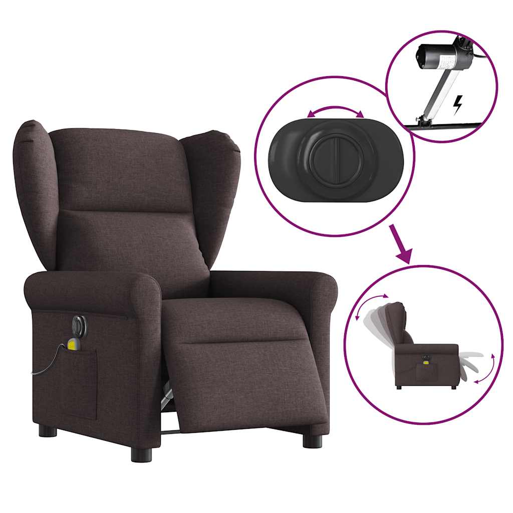 Fauteuil de massage inclinable électrique Marron foncé Tissu - XIOS