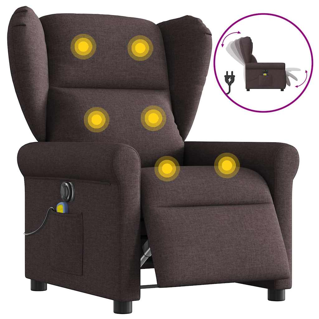 Fauteuil de massage inclinable électrique Marron foncé Tissu - XIOS