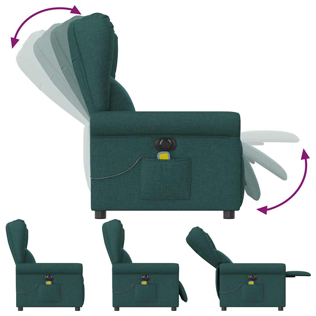 Fauteuil de massage inclinable électrique Vert foncé Tissu - XIOS
