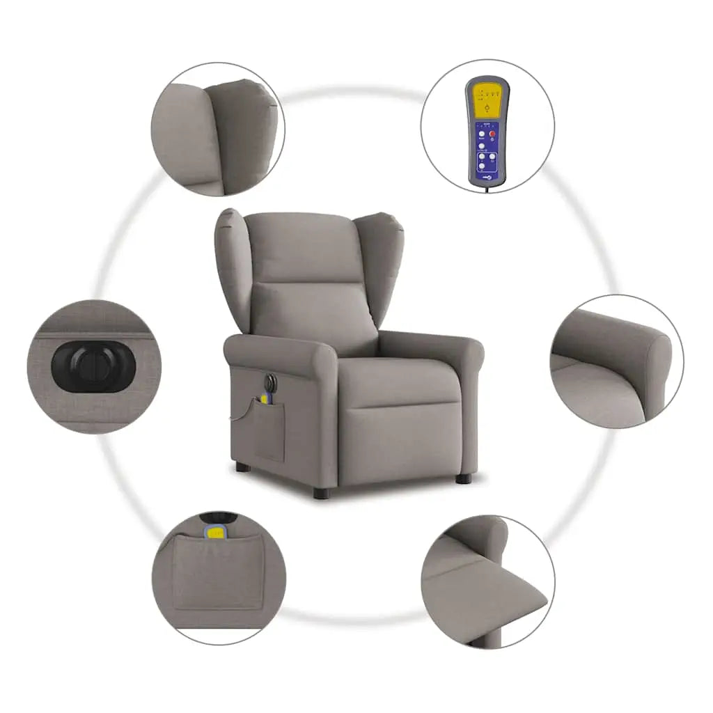Fauteuil de massage inclinable électrique Taupe Tissu - XIOS
