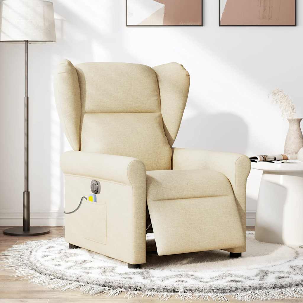 Fauteuil inclinable de massage électrique crème tissu - XIOS