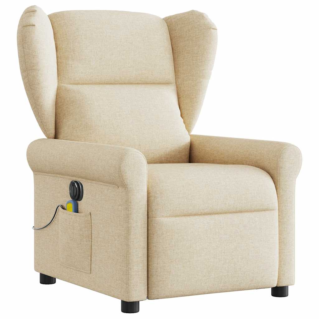 Fauteuil inclinable de massage électrique crème tissu - XIOS