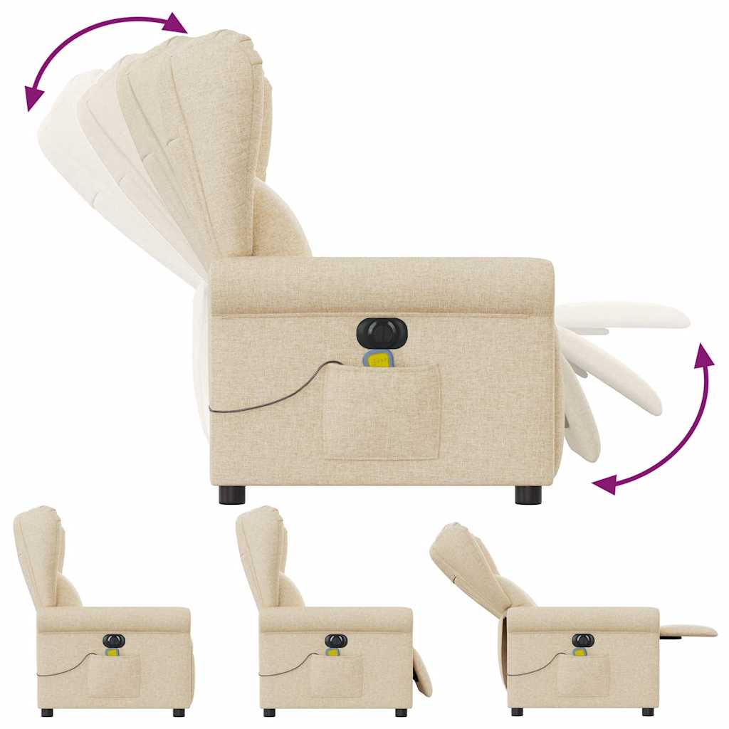 Fauteuil inclinable de massage électrique crème tissu - XIOS