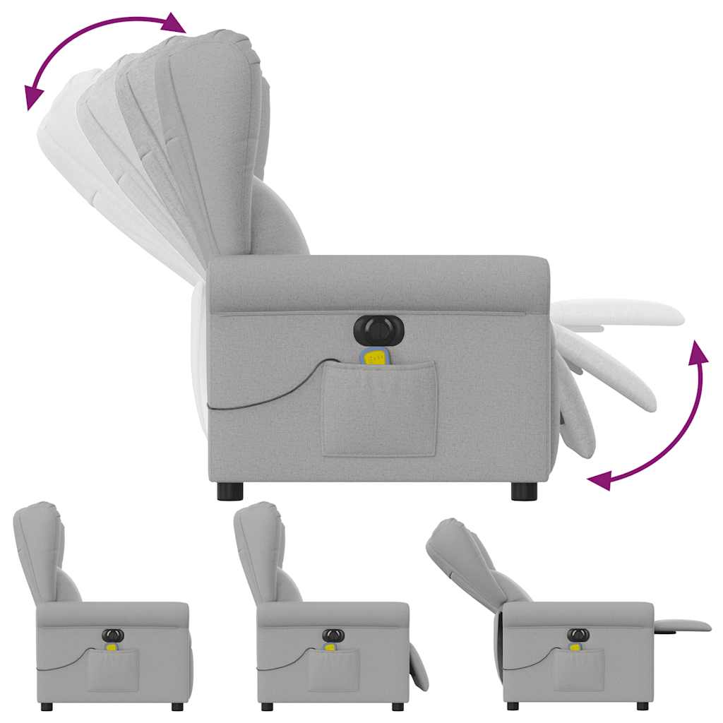 Fauteuil de massage inclinable électrique gris nuage tissu - XIOS