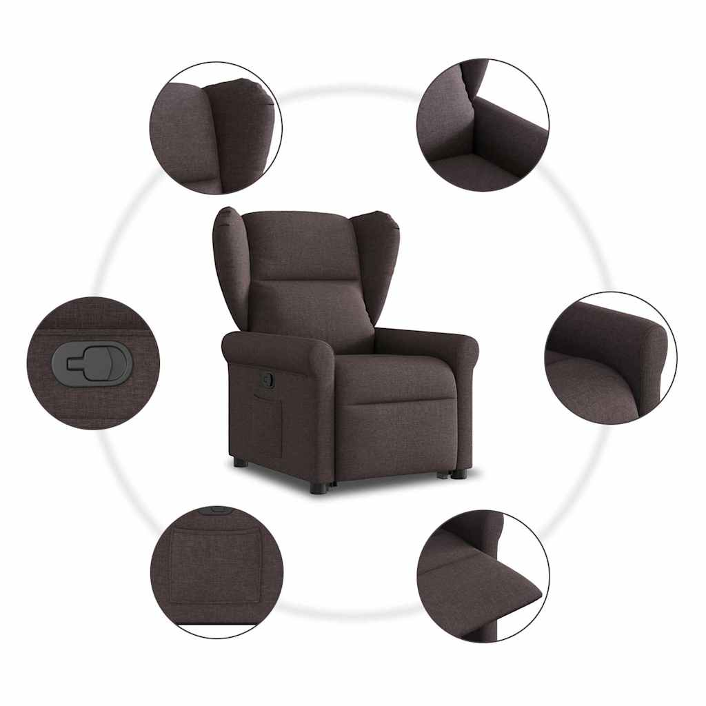 Fauteuil inclinable marron foncé tissu - XIOS
