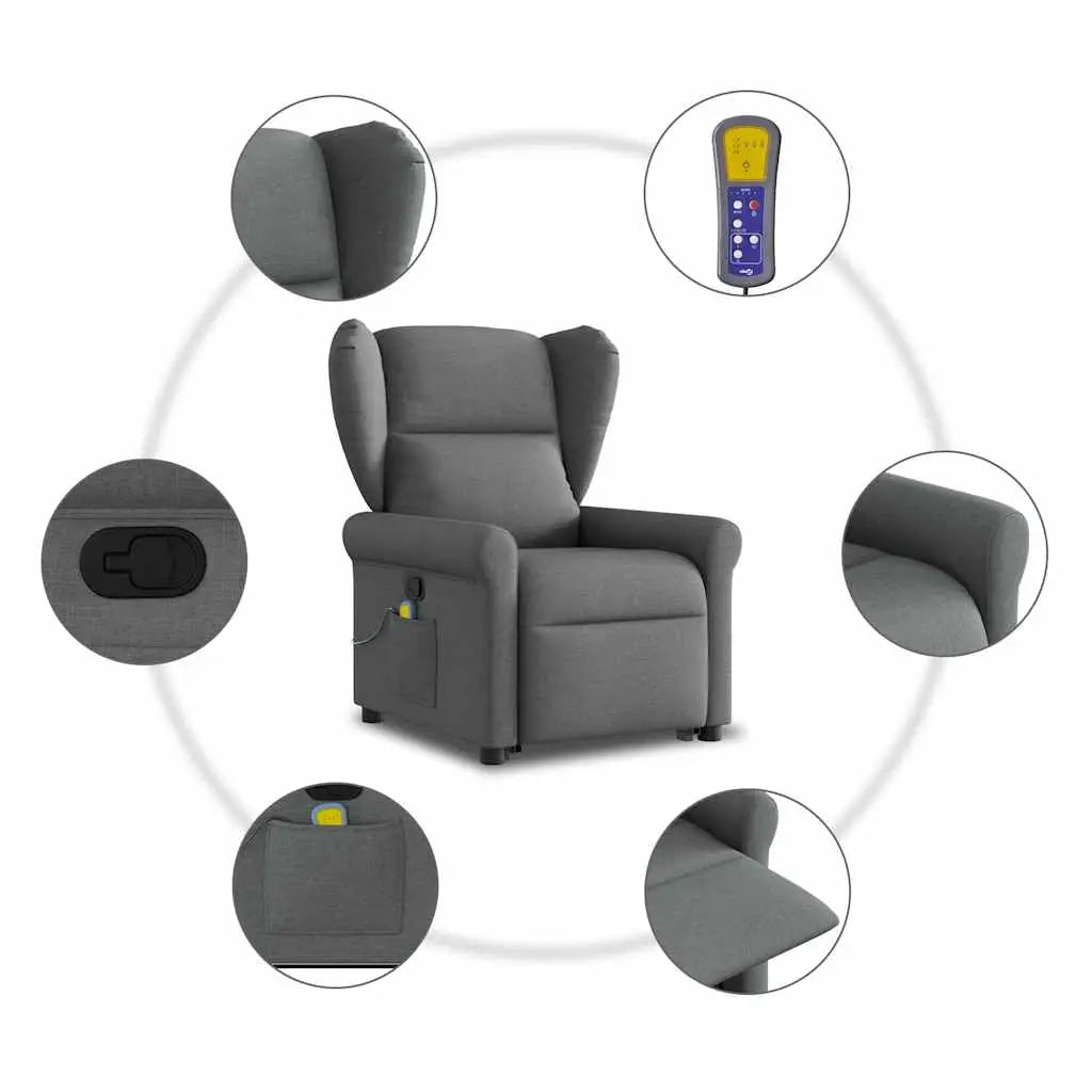Fauteuil de massage inclinable Gris foncé Tissu - XIOS