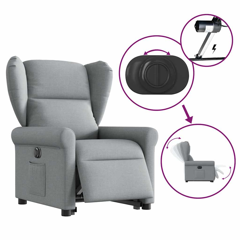 Fauteuil inclinable électrique gris clair tissu - XIOS