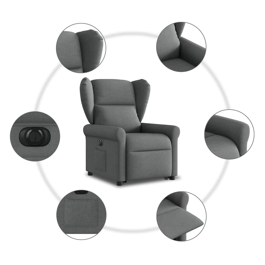 Fauteuil inclinable électrique gris foncé tissu - XIOS