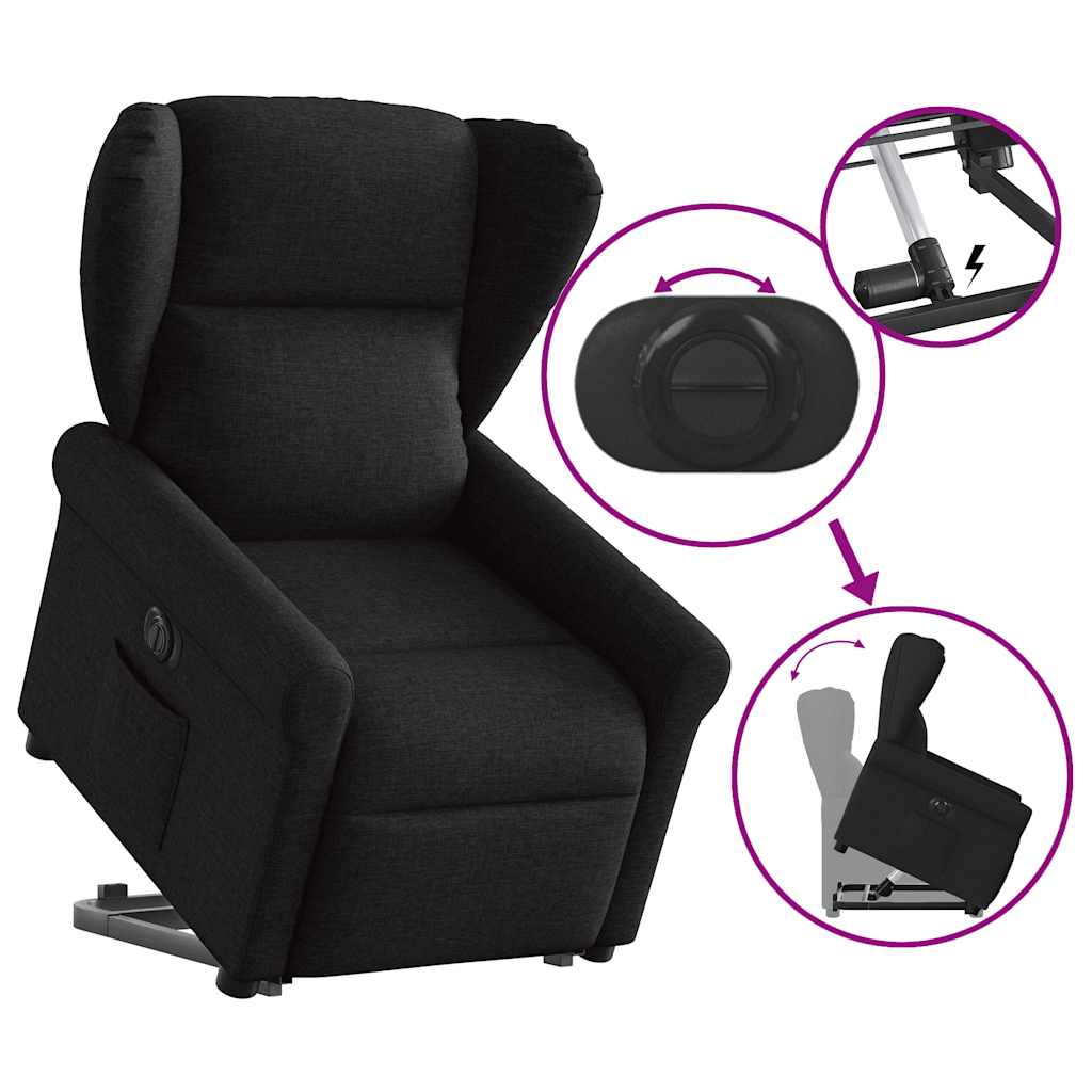 Fauteuil inclinable électrique noir tissu