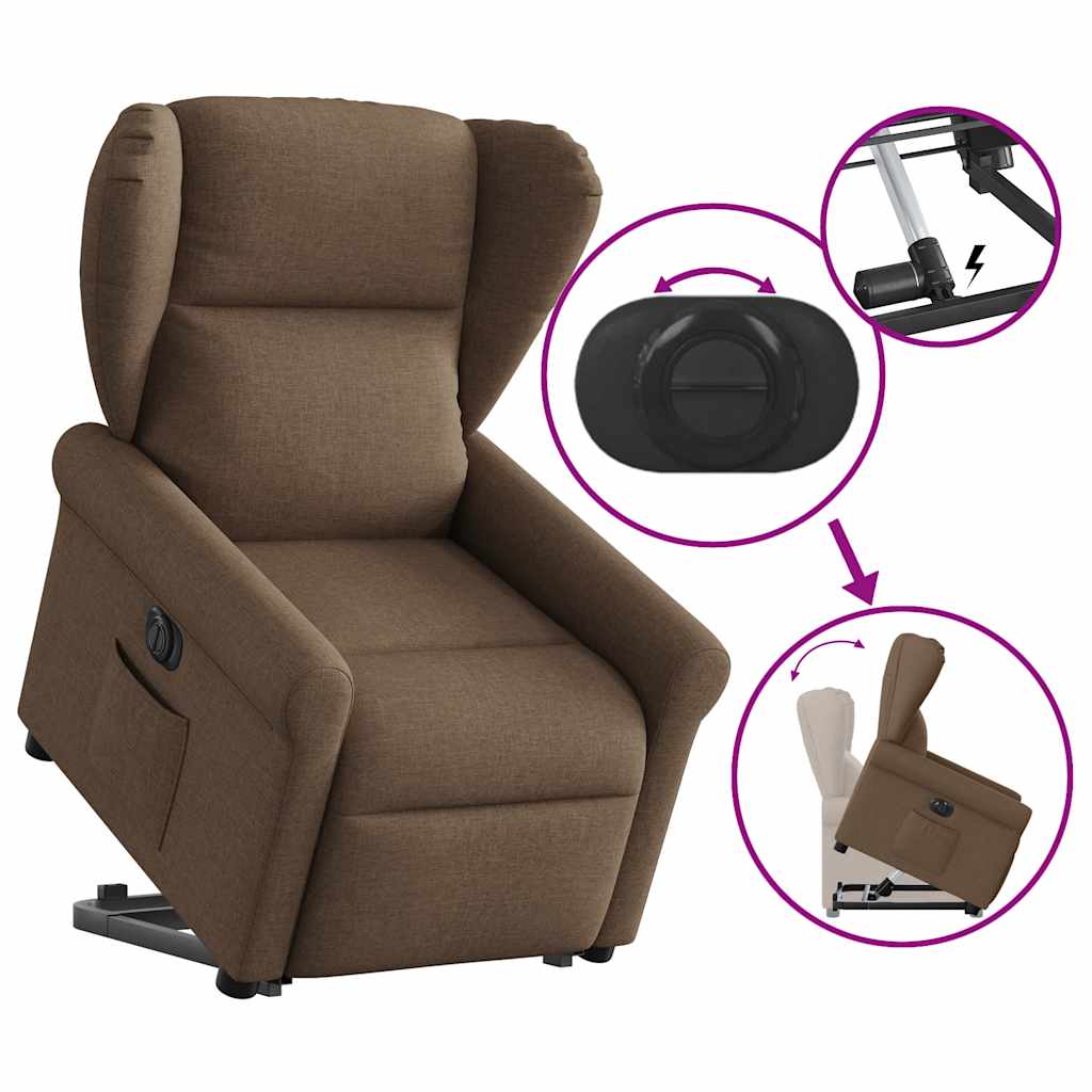 Fauteuil inclinable électrique marron tissu - XIOS