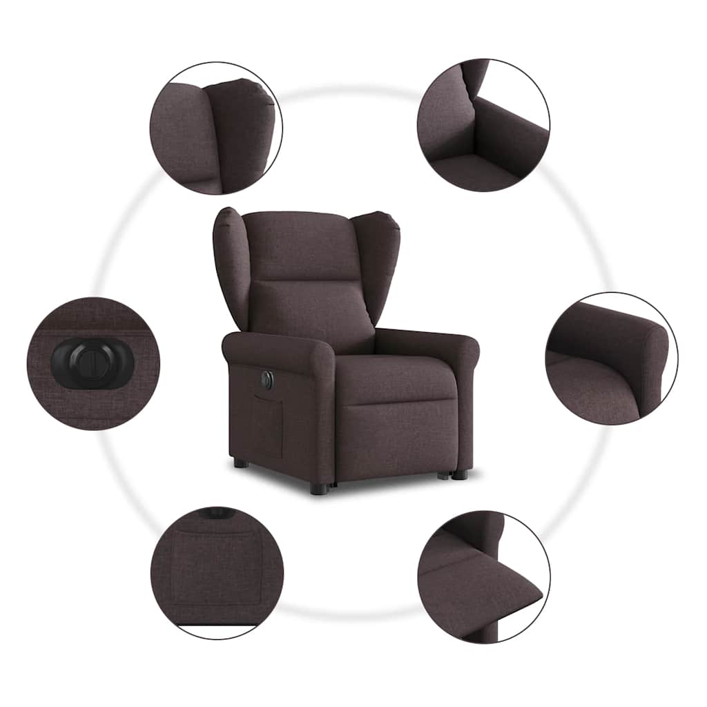Fauteuil inclinable électrique marron foncé tissu - XIOS