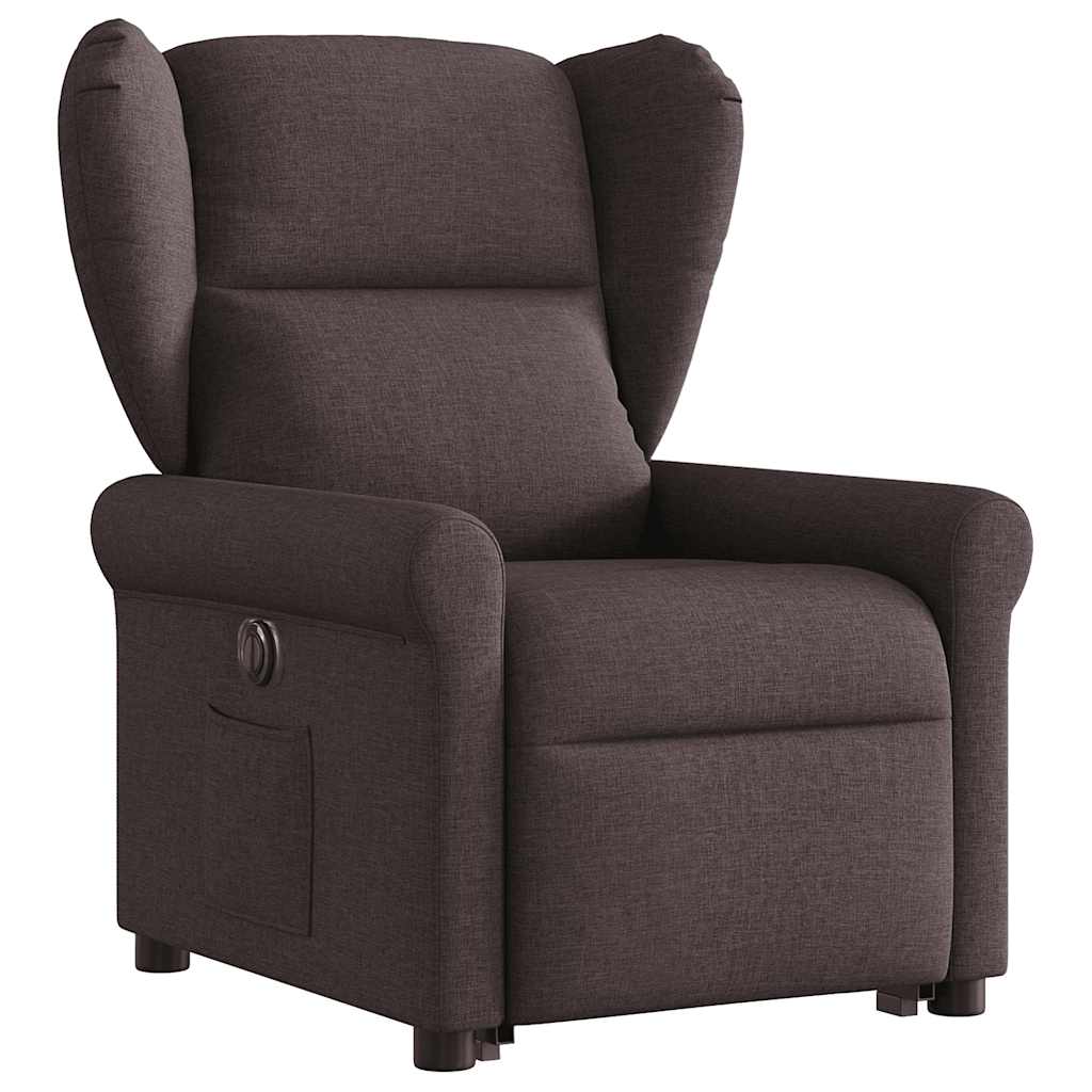 Fauteuil inclinable électrique marron foncé tissu - XIOS