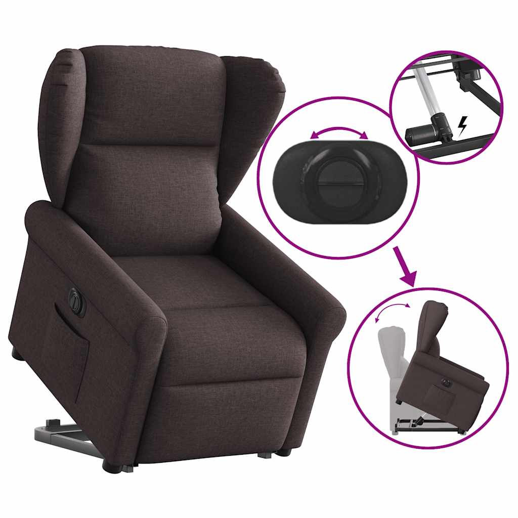 Fauteuil inclinable électrique marron foncé tissu - XIOS