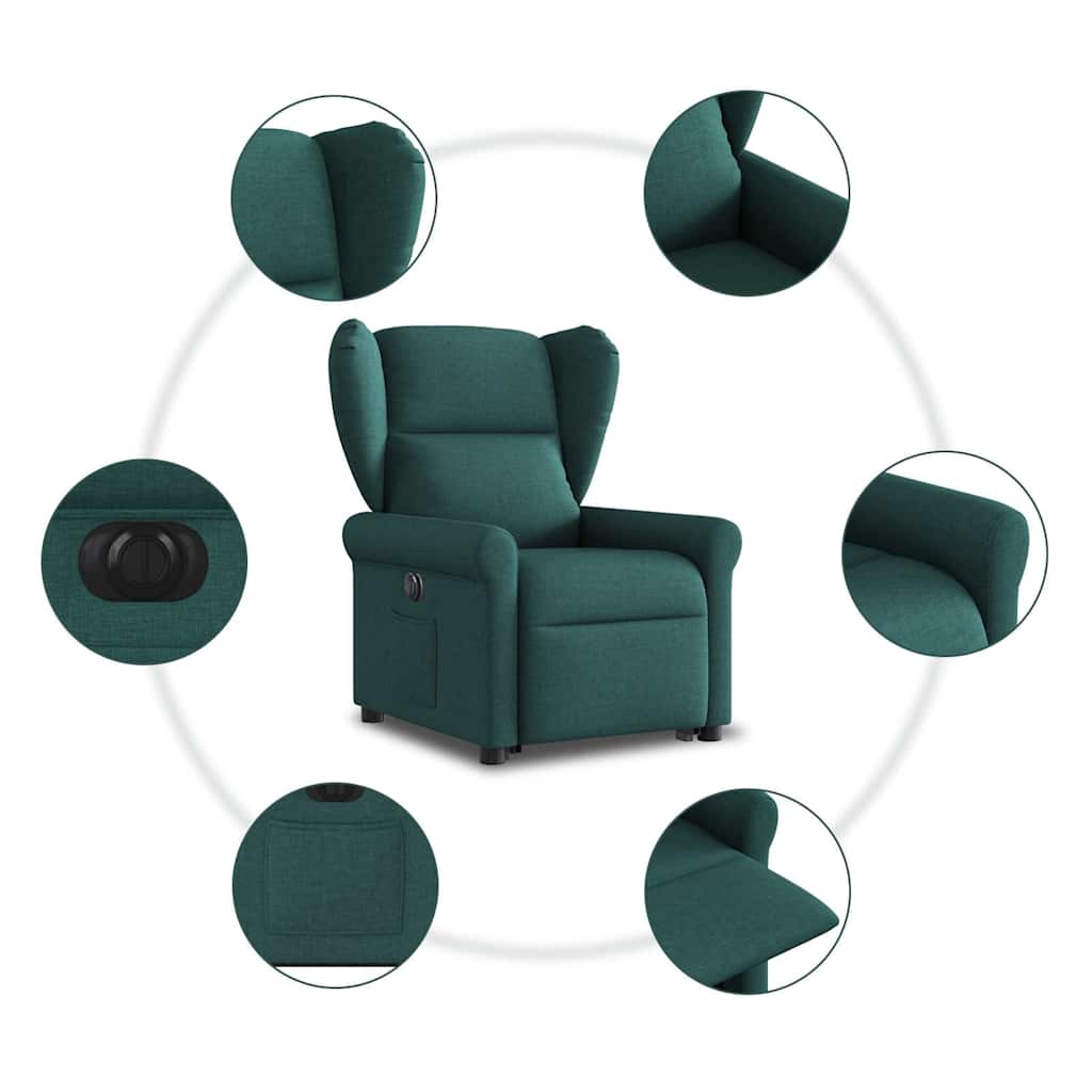 Fauteuil inclinable électrique vert foncé tissu - XIOS