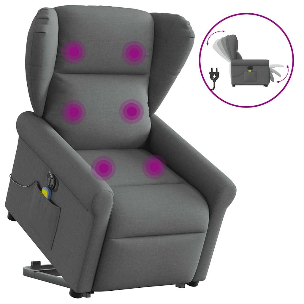 Fauteuil inclinable de massage électrique Gris foncé Tissu - XIOS