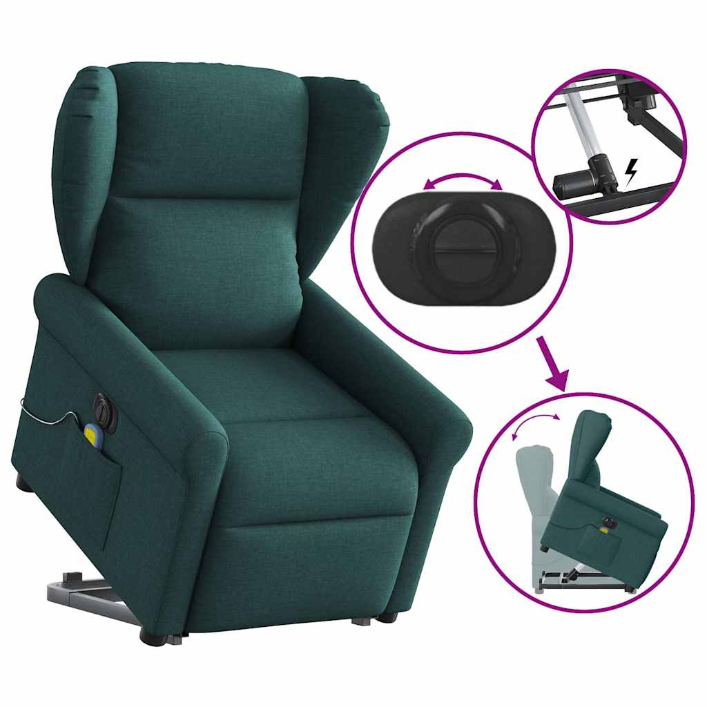 Fauteuil inclinable de massage électrique Vert foncé Tissu - XIOS