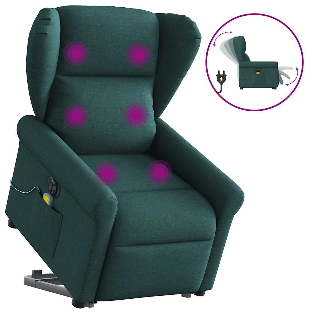 Fauteuil inclinable de massage électrique Vert foncé Tissu - XIOS