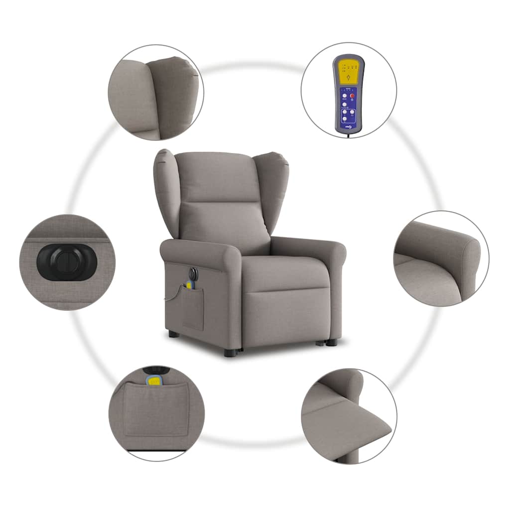Fauteuil inclinable de massage électrique Taupe Tissu - XIOS