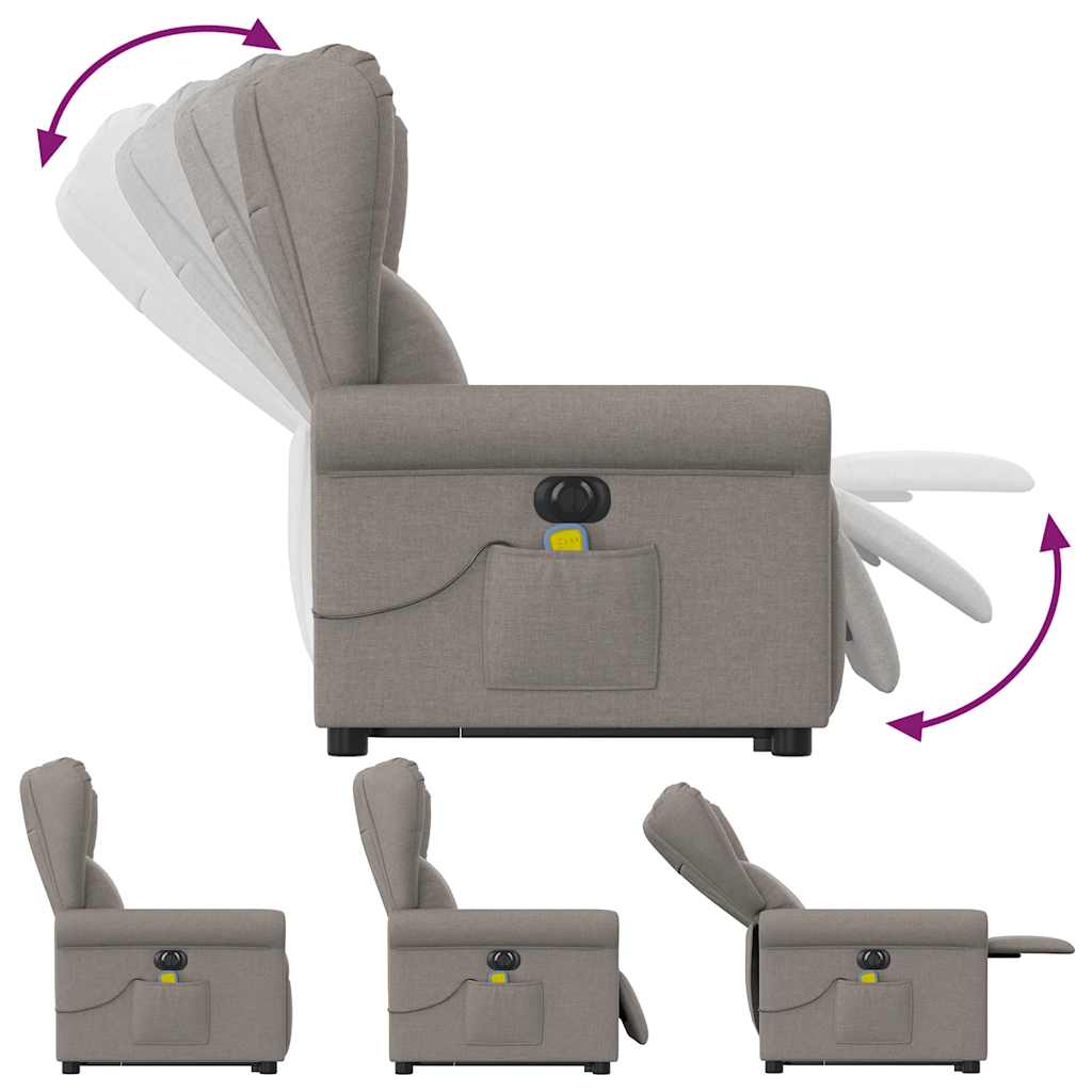 Fauteuil inclinable de massage électrique Taupe Tissu - XIOS