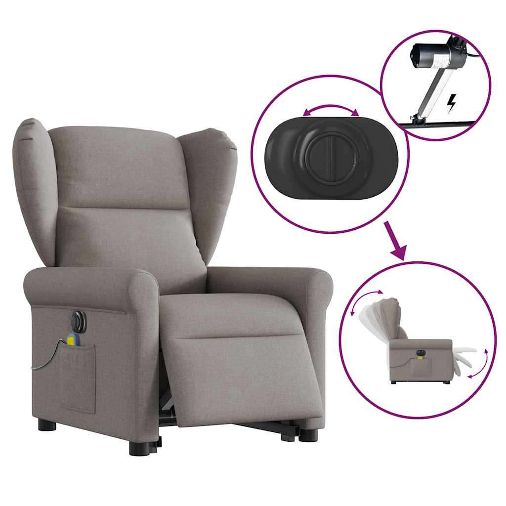 Fauteuil inclinable de massage électrique Taupe Tissu - XIOS