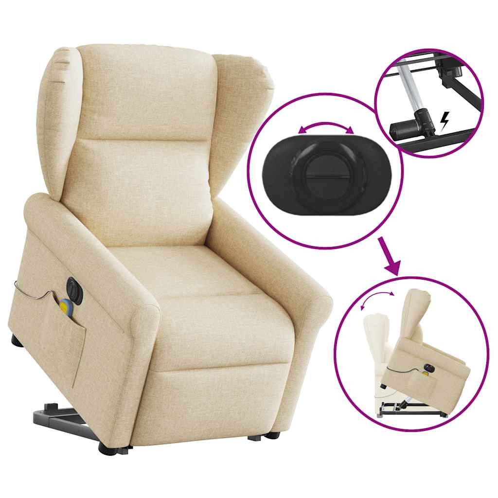 Fauteuil inclinable de massage électrique Crème Tissu - XIOS