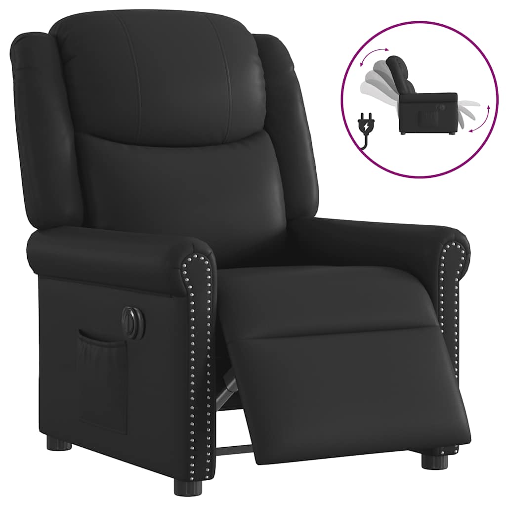Fauteuil inclinable électrique Noir brillant Similicuir - XIOS