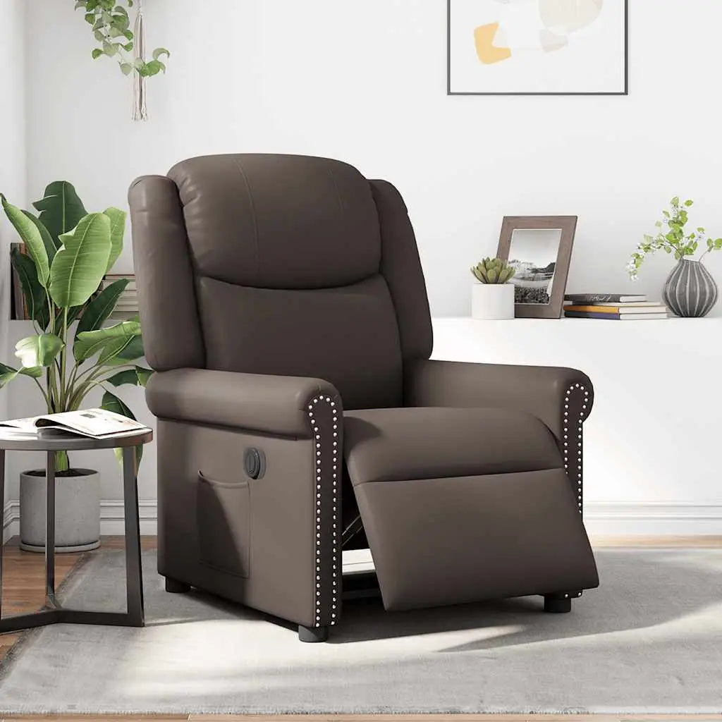 Fauteuil inclinable électrique Marron brillant Similicuir - XIOS