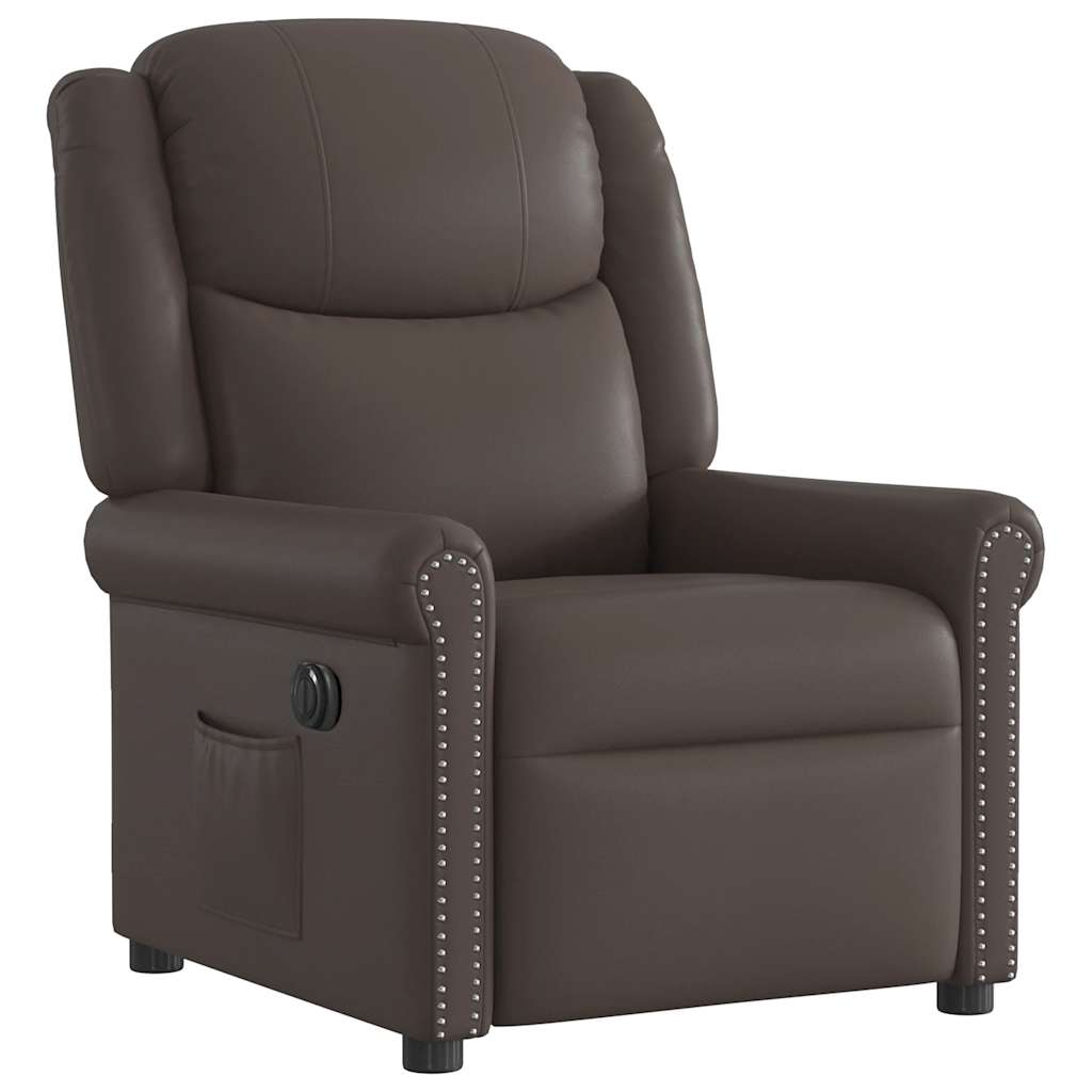 Fauteuil inclinable électrique Marron brillant Similicuir - XIOS