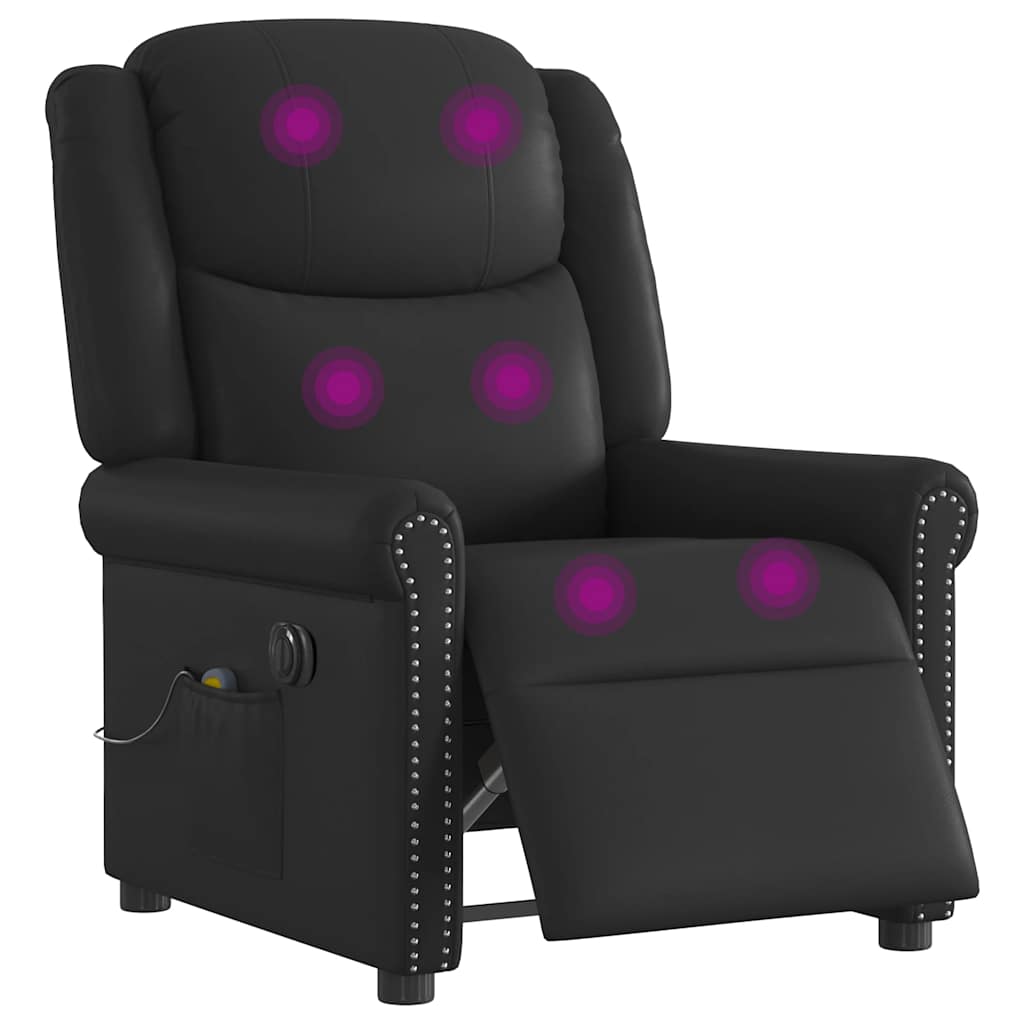 Fauteuil massage inclinable électrique noir brillant similicuir - XIOS