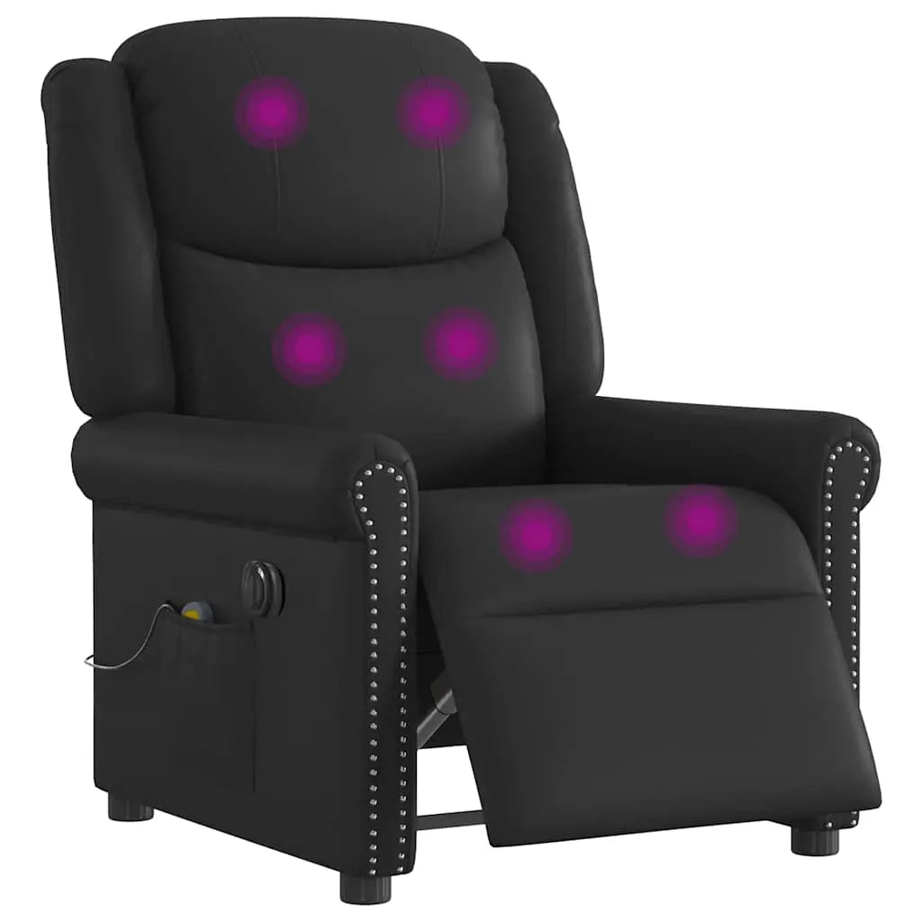 Fauteuil massage inclinable électrique noir brillant similicuir - XIOS