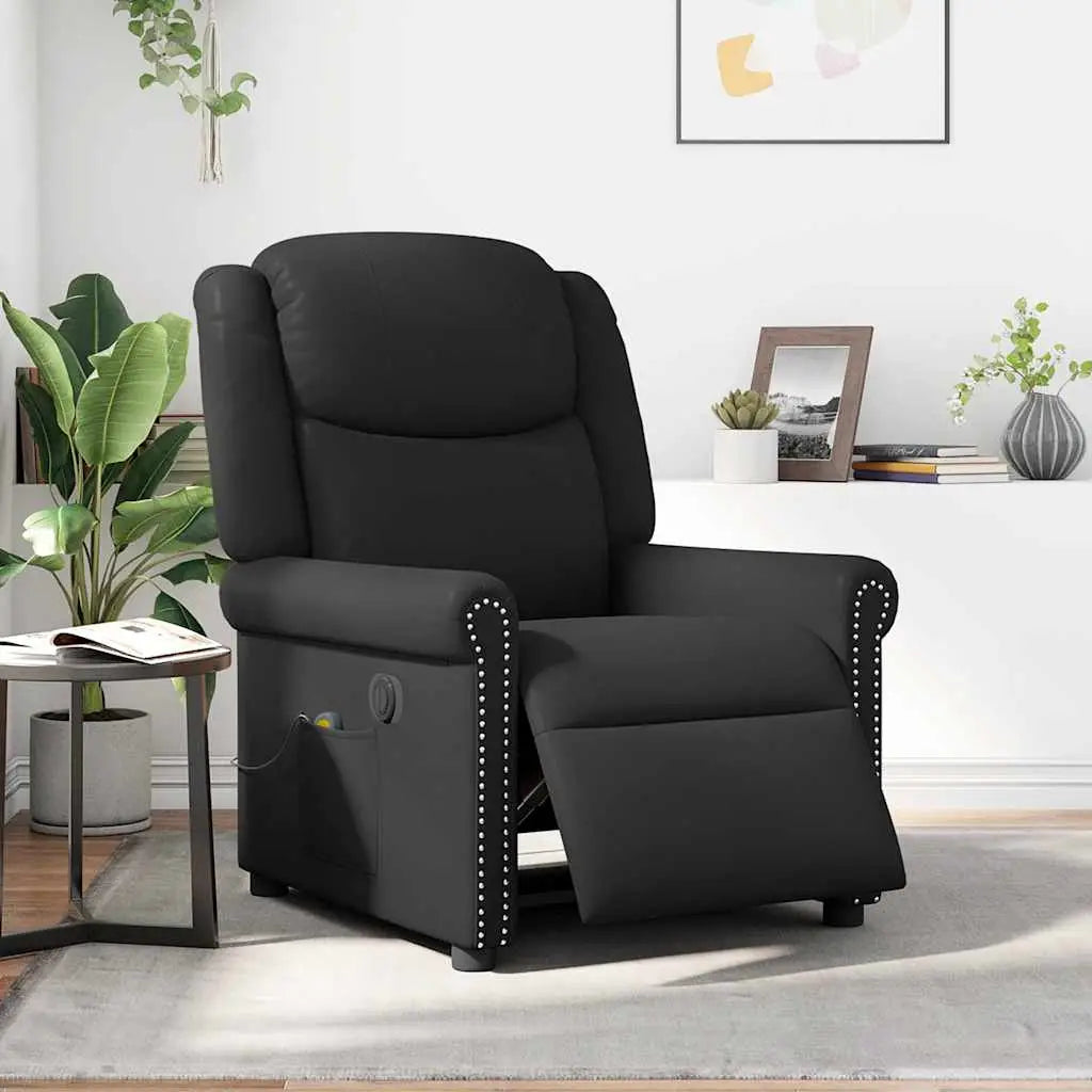 Fauteuil massage inclinable électrique noir brillant similicuir - XIOS