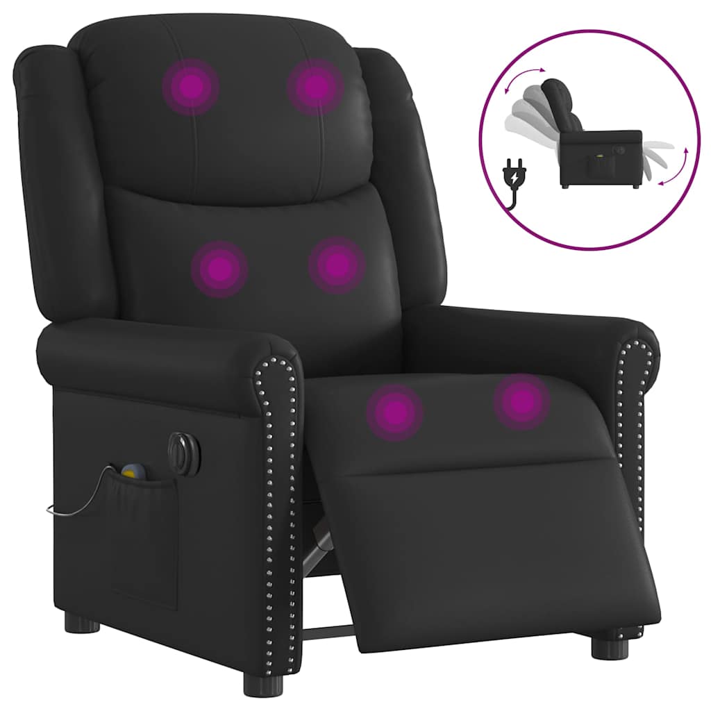 Fauteuil massage inclinable électrique noir brillant similicuir - XIOS
