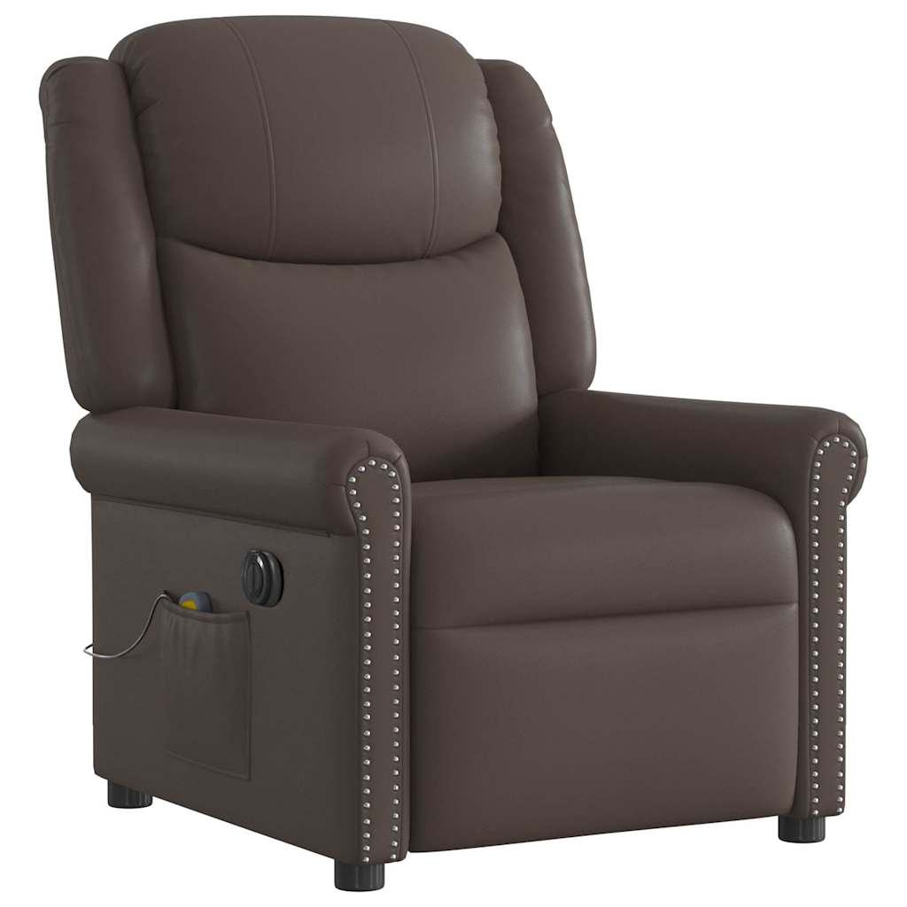 Fauteuil de massage inclinable électrique marron brillant