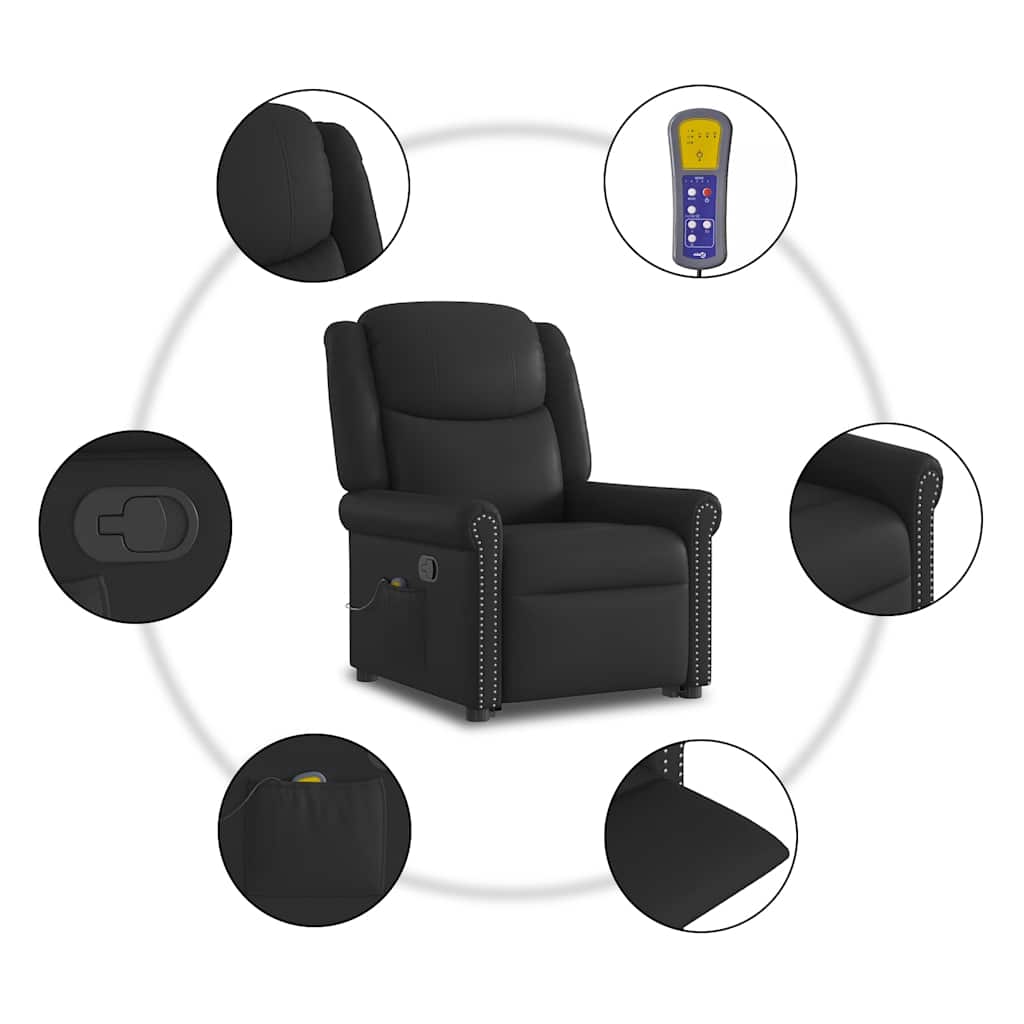 Fauteuil de massage inclinable noir brillant similicuir